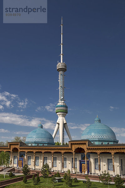 Kuppel Skyline Skylines Kommunikation Reise Großstadt Architektur Turm Fernsehen blau groß großes großer große großen Tourismus Asien Zentralasien Sternwarte Usbekistan