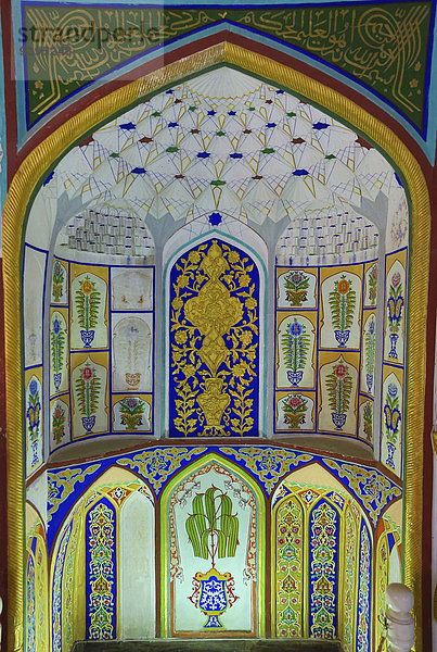 Detail Details Ausschnitt Ausschnitte Wand Reise Großstadt Architektur Geschichte Festung bunt Religion Tourismus UNESCO-Welterbe Asien Buchara Zentralasien Islam Moschee Seidenstraße Usbekistan