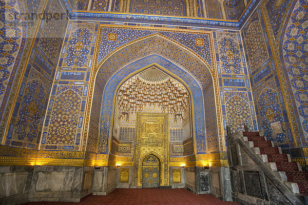 Reise Großstadt Architektur Geschichte Wahrzeichen bunt Tourismus Kachel UNESCO-Welterbe Asien Zentralasien Samarkand Seidenstraße Usbekistan