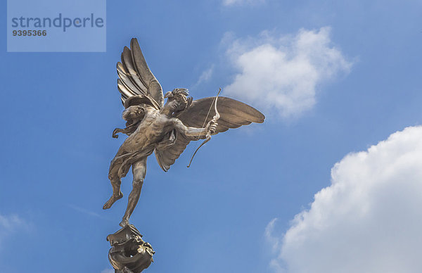 Skulptur Liebe Großbritannien London Hauptstadt Reise Großstadt Wahrzeichen Engel England Amor Piccadilly Circus Tourismus