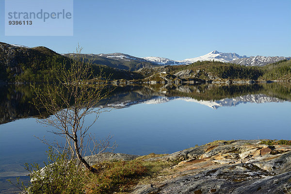 Europa Berg Spiegelung See Norwegen Nordland Reflections