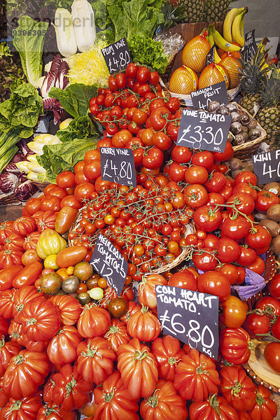 zeigen Europa Frucht London Hauptstadt Gemüse Tomate Laden London Borough of Southwark Markt England