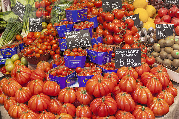 zeigen Europa Frucht London Hauptstadt Gemüse Tomate Laden London Borough of Southwark Markt England