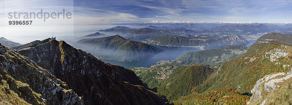 Europa Berg Alpen Herbst Ansicht Schweiz Luganersee Südschweiz