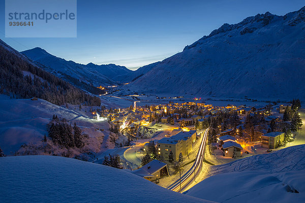 Europa Winter Dorf Andermatt Schweiz Zentralschweiz