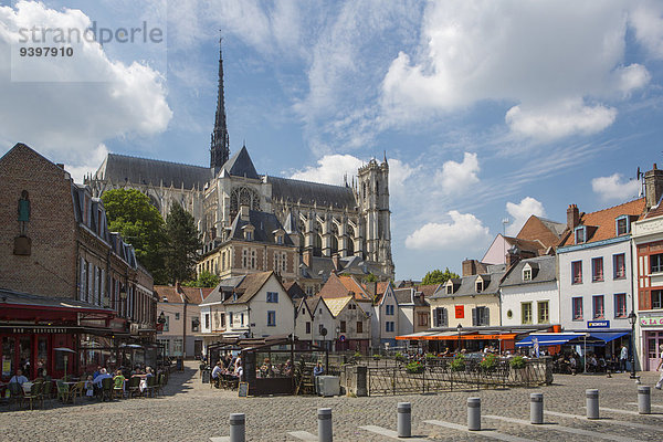 Frankreich Europa Reise Großstadt Architektur Geschichte Restaurant Kathedrale Terrasse Tourismus UNESCO-Welterbe Amiens Platz