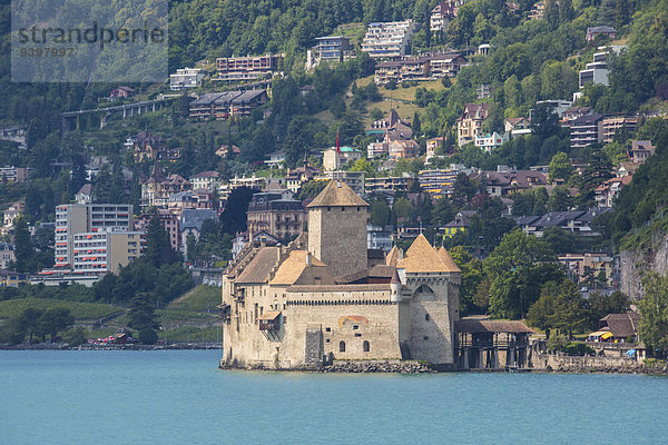 Europa Palast Schloß Schlösser Landschaft Reise See Architektur Geschichte Genfer See Genfersee Lac Leman Tourismus Schweiz