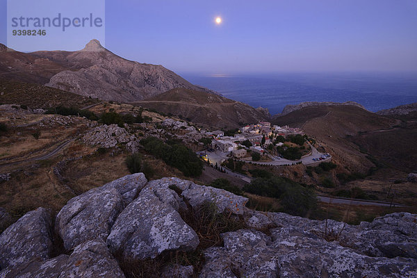 Europa Tradition Nacht Landschaft Küste Hotel Dorf Insel Mond Griechenland Kreta griechisch
