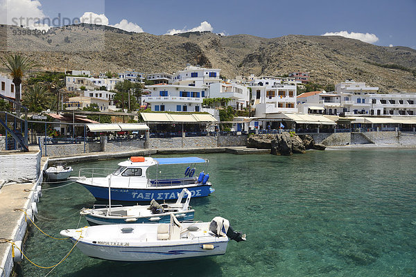 Hafen Europa Küste Boot Insel Griechenland Kreta griechisch