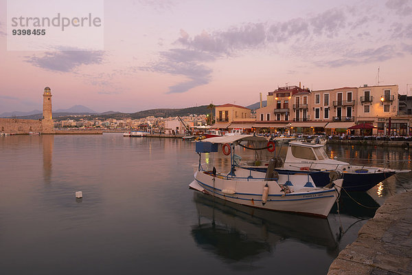 Europa Sonnenuntergang Leuchtturm Insel Griechenland Kreta griechisch