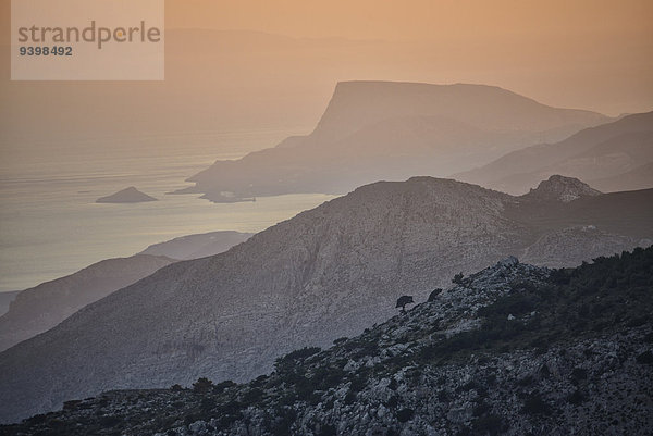 Europa Sonnenuntergang Landschaft Küste Meer Insel Griechenland Kreta griechisch