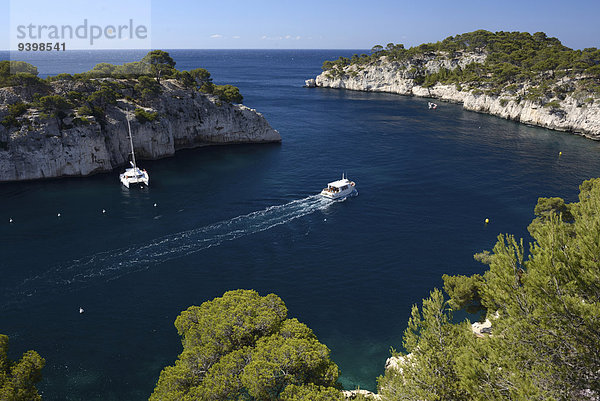 Hafen Frankreich Europa Küste Boot Meer Provence - Alpes-Cote d Azur Calanque Cassis Meeresarm