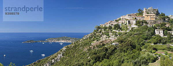 Panorama Frankreich Europa Landschaft Küste Meer Dorf Cote d Azur Eze