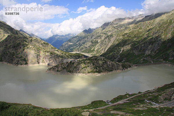 Europa Steilküste Damm Berner Oberland Stausee Schweiz