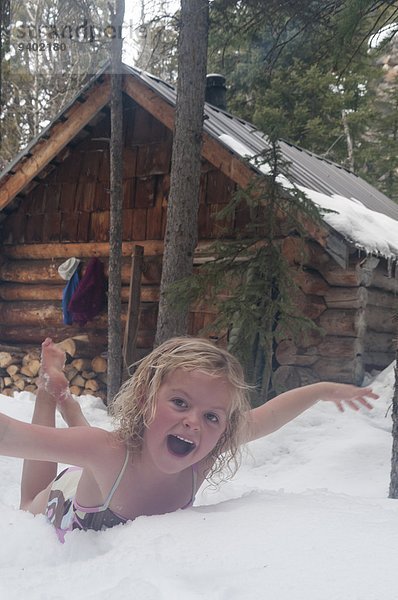 Nationalpark Außenaufnahme rollen jung Mädchen Sauna Schnee