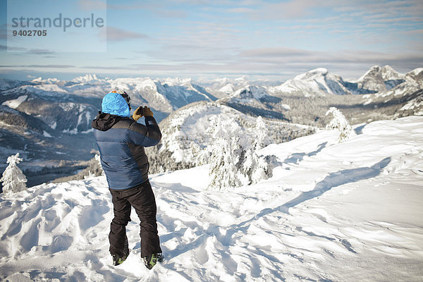 Winter Skifahrer Landschaft fotografieren