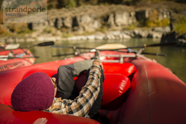 schlafen Boot Hemd Fluss rot vorwärts Sonnenbrille Wyoming