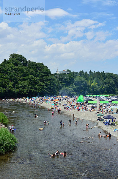 Mensch Menschen camping Fluss Japan