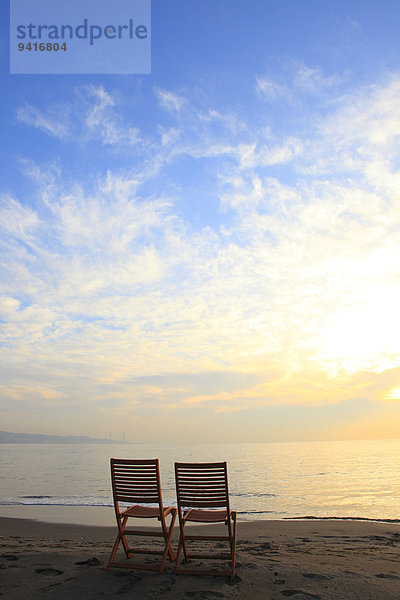 Stuhl Strand Sonnenuntergang