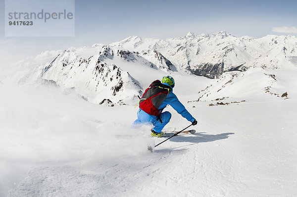 Berg Mann Skifahrer Skisport Hang steil