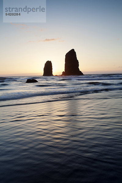 Haystack Rock an der Küste von Oregon  Cannon Beach  Oregon  USA