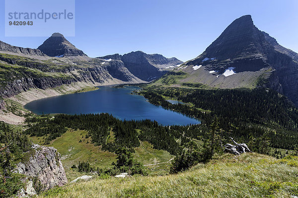 Hidden Lake mit Reynolds Mountains und Bearhat Mountains  Glacier-Nationalpark  Montana  USA