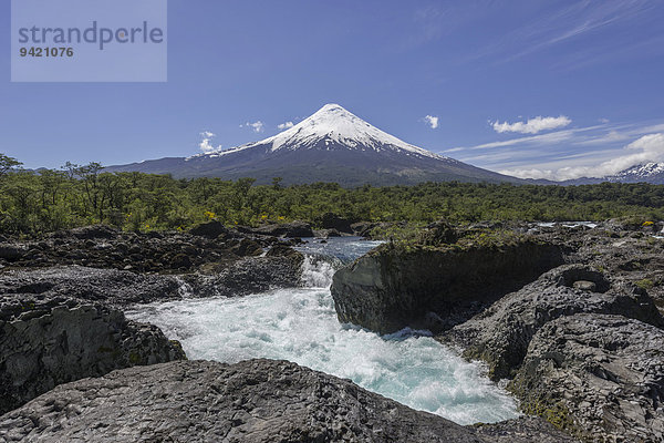 Wasserfall des Rio Petrohué und Vulkan Osorno  Parc Nacional Vicente Pérez Ros  Puerto Varas  Región de los Lagos  Chile
