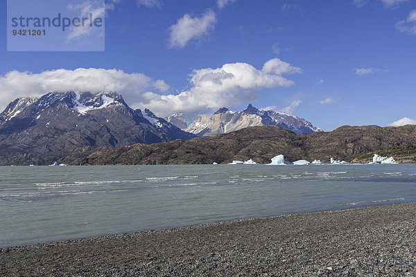 See Lago Grey und Paine Grande Massiv  Torres del Paine Nationalpark  Región de Magallanes y de la Antártica Chilena  Chile