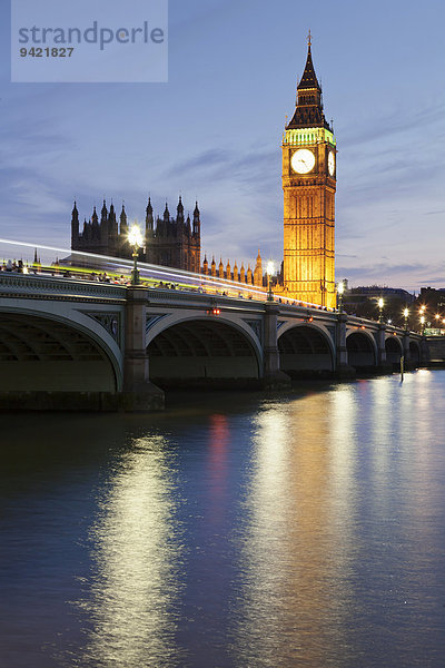 Houses of Parliament  Big Ben  Westminster Bridge  Themse  London  England  Großbritannien