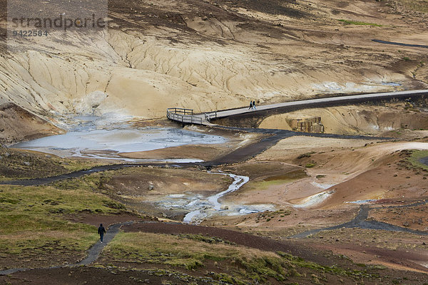 Schlammtöpfe  Solfatare  mineralische Ablagerung  Geothermalgebiet Seltún bei Krýsuvík oder Krísuvík  Halbinsel Reykjanes  Island