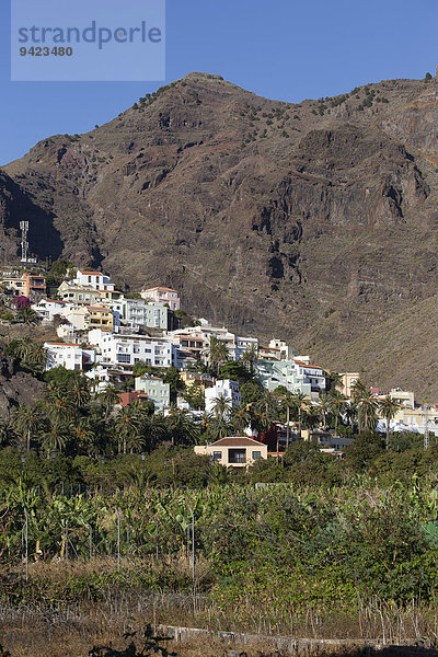 Dorf La Calera am Berghang  La Calera  Valle Gran Rey  La Gomera  Kanarische Inseln  Spanien