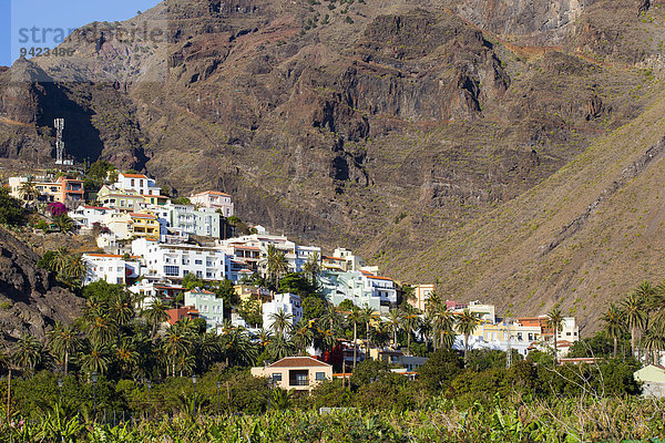 Dorf La Calera am Berghang  La Calera  Valle Gran Rey  Kanarische Inseln  Spanien
