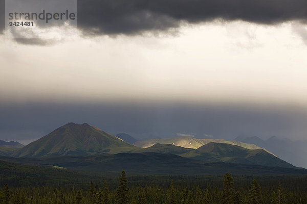 Regenschauer über der Alaska Range  Alaskakette  Gebirgszug in Alaska  USA  Nordamerika