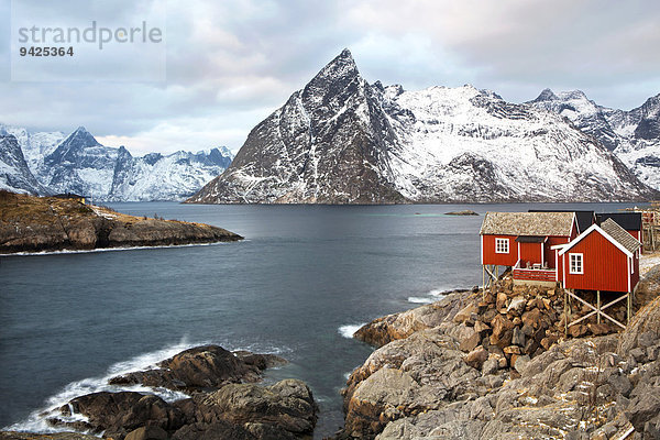 Winterstimmung bei Reine  Lofoten  Norwegen