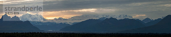 Abendpanorama  Gebirgszug mit Mt. McKinley oder Denali  Alaska Range  Alaska  USA