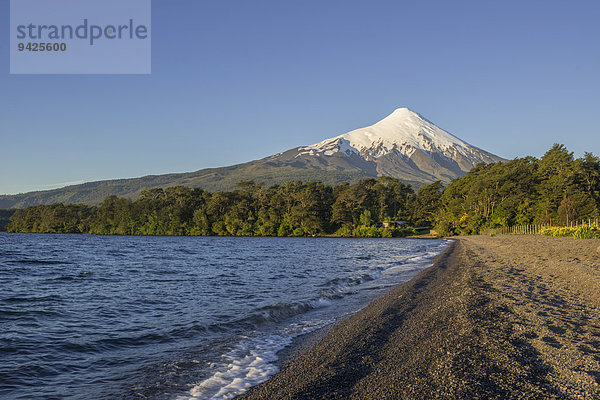Vulkan Osorno und Ufer des Bucht des Llanquihue Sees  Puerto Varas  Región de los Lagos  Chile
