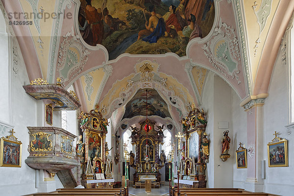 Kirche St. Johann Baptist  Lauterbach  Rohrdorf  Chiemgau  Oberbayern  Bayern  Deutschland