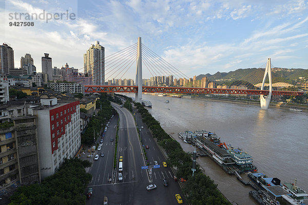 Dongshuimen Brücke über den Fluss Jangtse  eröffnet April 2014  Jangtsekiang  Yangtse  Chongqing  China