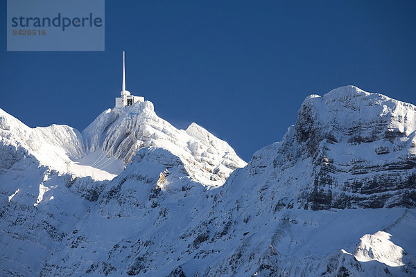 Säntis  Winterlandschaft im Alpstein mit Neuschnee  Appenzell  Schweiz  Europa