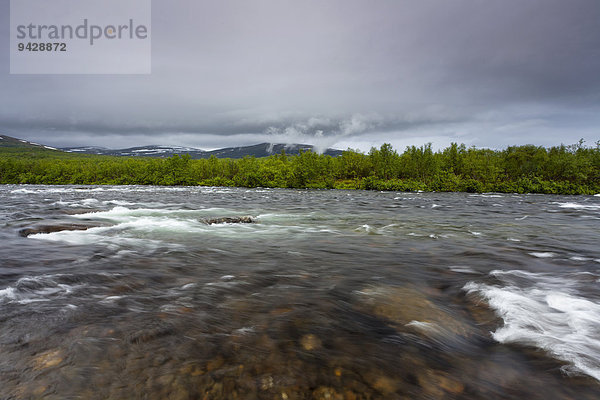 Breiter Fluss im Abisko Nationalpark  Kungsleden oder Königsweg  Provinz Lappland  Schweden  Europa