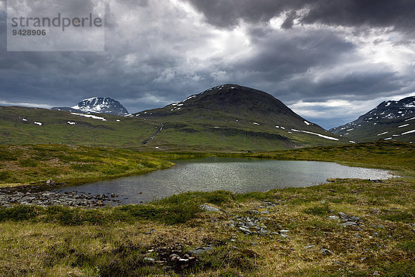 Wolkenstimmung am Kungsleden oder Königsweg  Provinz Lappland  Schweden  Europa