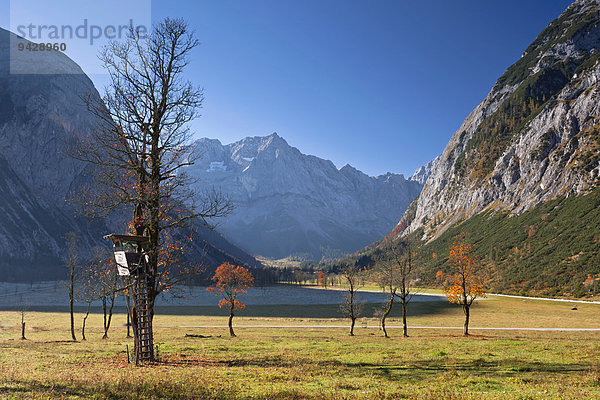Herbstwetter im Karwendelgebirge am Morgen  Ahornboden mit Ahornbäumen  Österreich  Europa