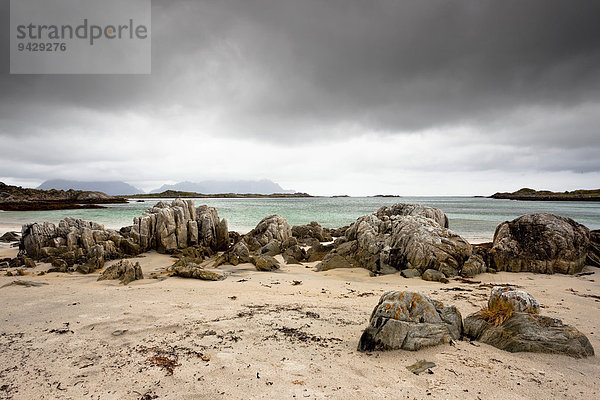 Strand mit Steinen auf den Lofoten  Norwegen  Skandinavien  Europa ÖffentlicherGrund