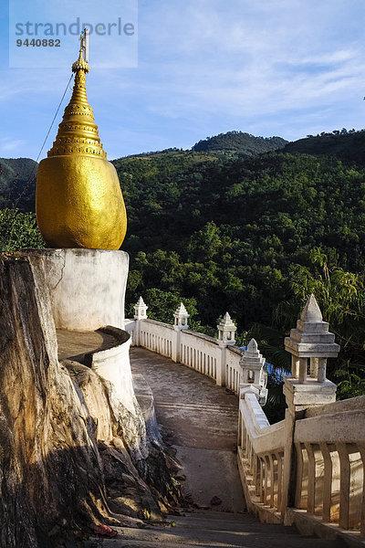 Myanmar Asien Waldkloster Goldener Felsen Mine Thauk