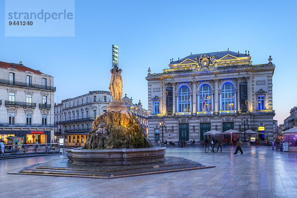 Place de la Comédie mit Oper  Montpellier  Frankreich  Europa
