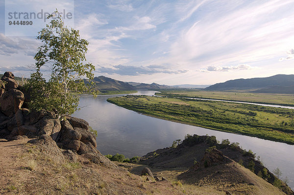 Der Fluss Selenga  Burjatien  Sibirien  Russland  Europa