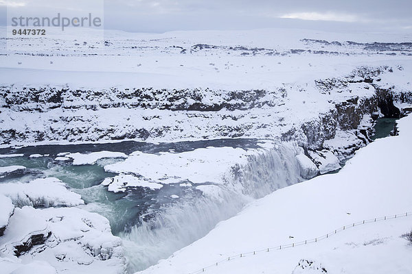 Gullfoss im Winter  Haukadalur  Suðurland  Island  Europa