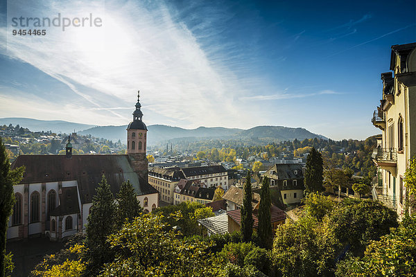 Panorama mit Stiftskirche  Baden-Baden  Schwarzwald  Baden-Württemberg  Deutschland  Europa