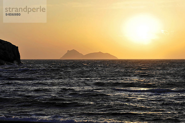 Sonnenuntergang  Bucht  Strand von Matala  Matala  Kreta  Griechenland  Europa