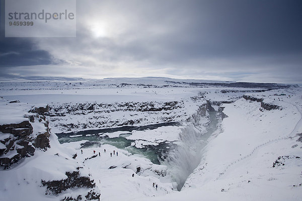 Gullfoss im Winter  Haukadalur  Suðurland  Island  Europa
